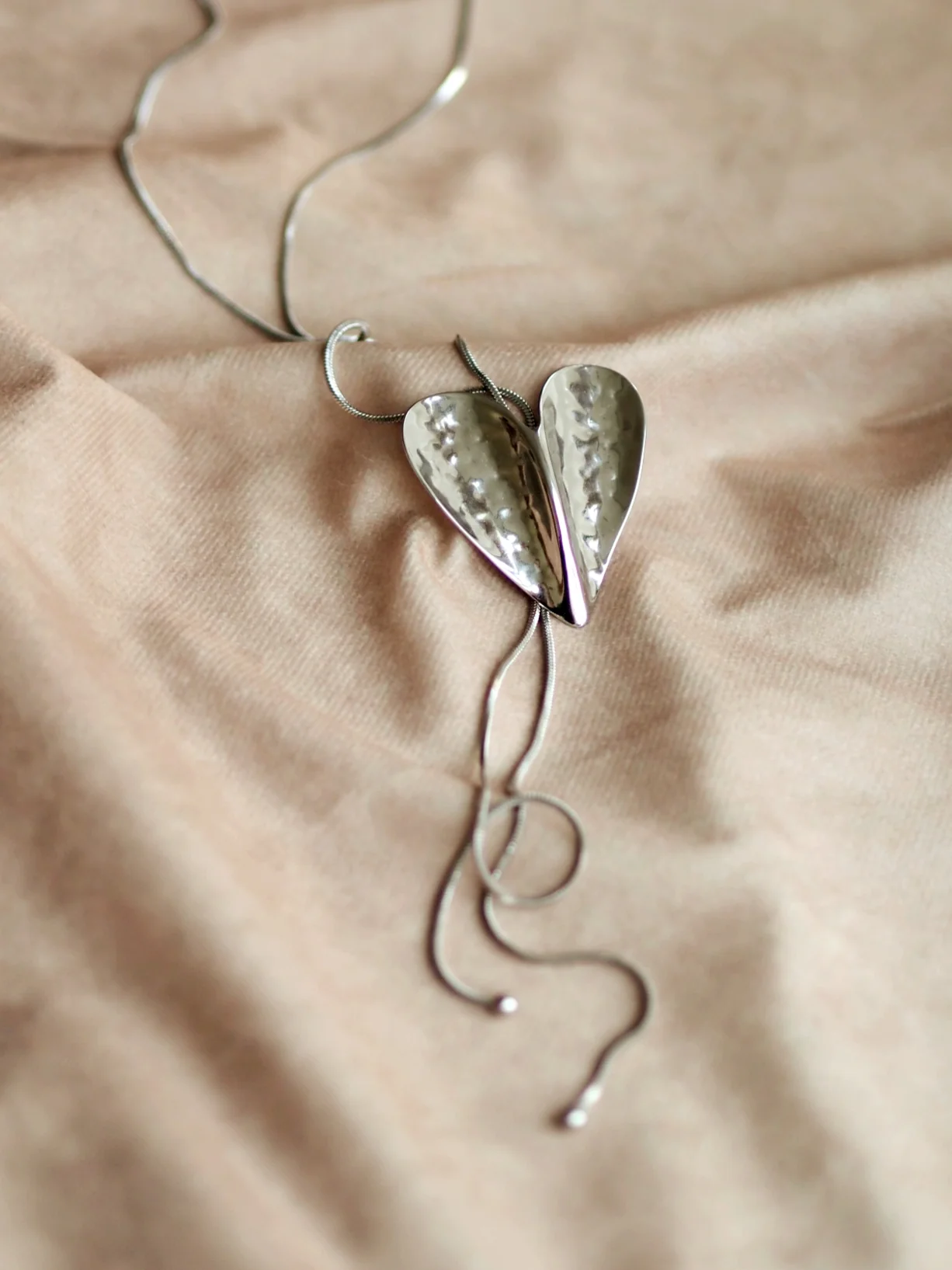 Adjustable Heart Necklace in Silver - Image 2