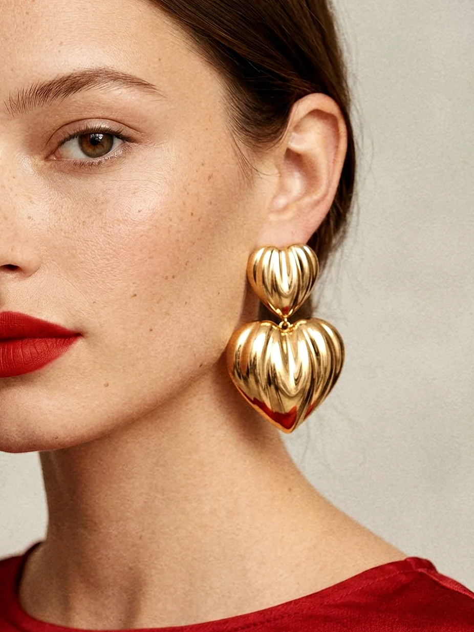 Kardia Heart Earrings in Gold - Image 2