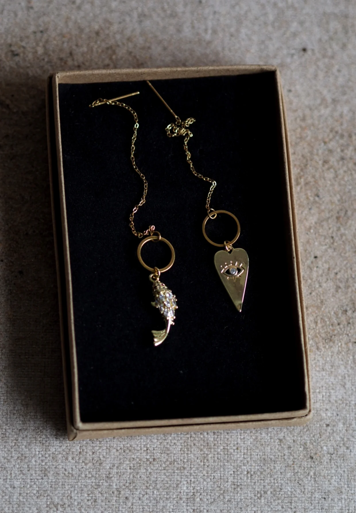 Andrea Atlas Rhinestone Fish Earrings in Gold