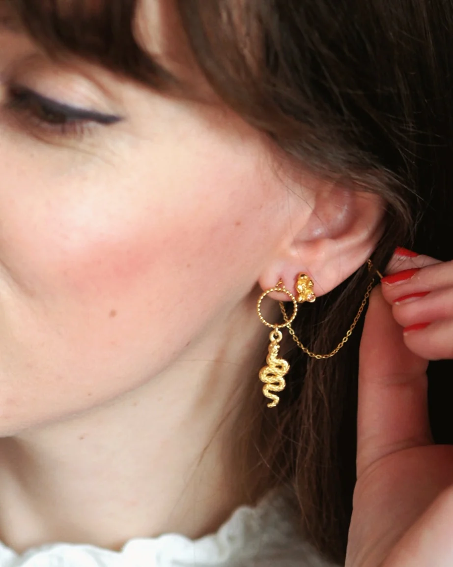 Andrea Atlas Snake Chain Earrings in Gold