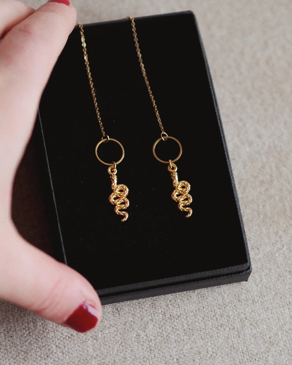 Andrea Atlas Snake Chain Earrings in Gold - Image 2