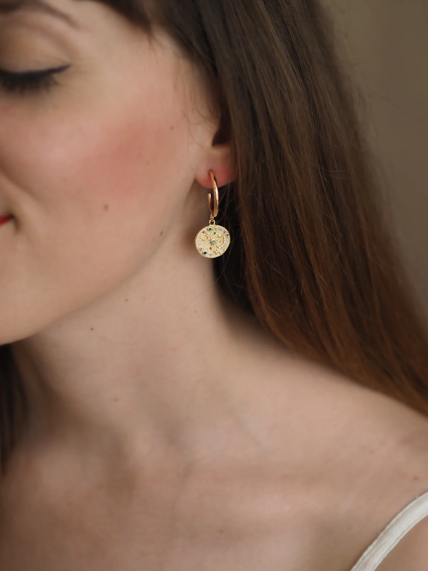 Andrea Atlas Star Hoops M Size Gold - Image 2