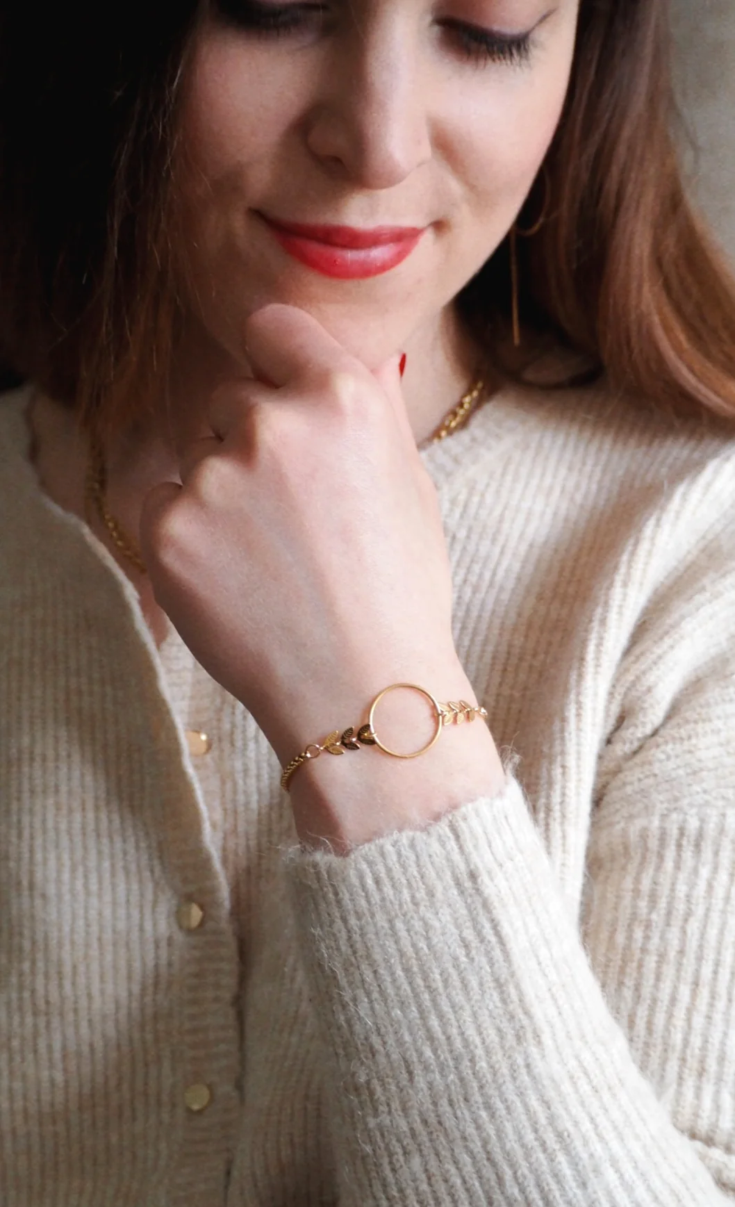 Atlas Adjustable Bracelet With Leaves / Gold - Image 4