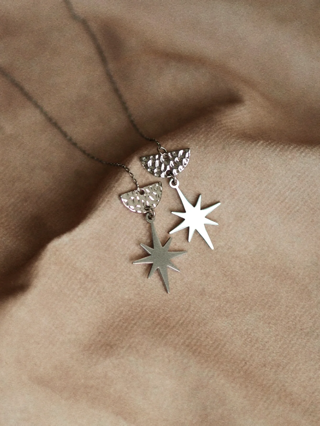 Atlas Star Signature Chain Earrings in Silver