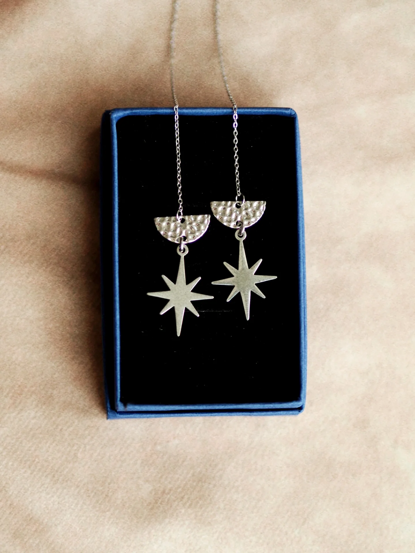 Atlas Star Signature Chain Earrings in Silver - Image 2