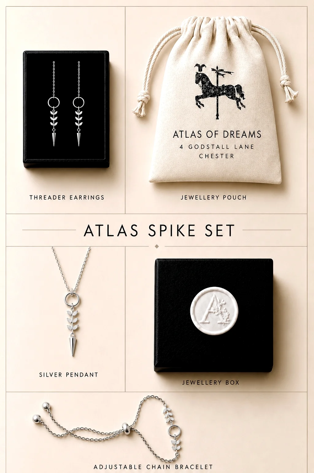 Atlas Spike Set in Silver