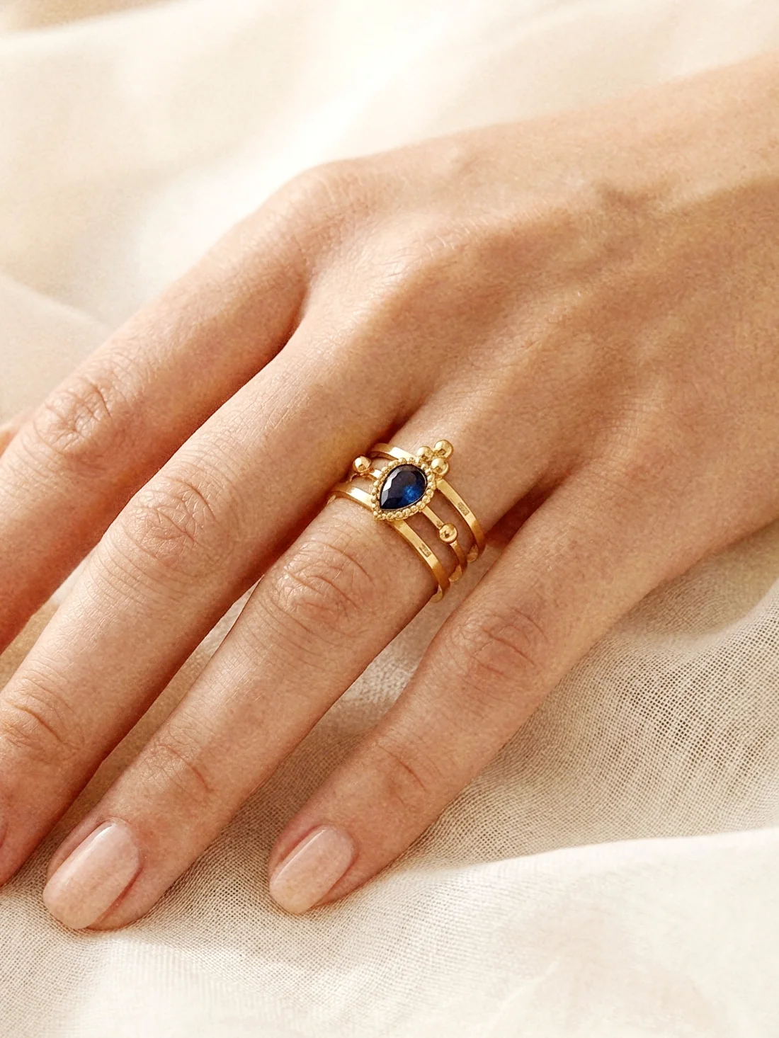 Blue Sparkle Melissa Ring in Gold