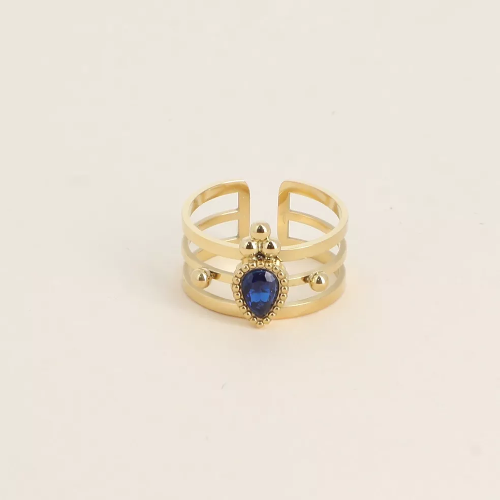 Blue Sparkle Melissa Ring in Gold - Image 2