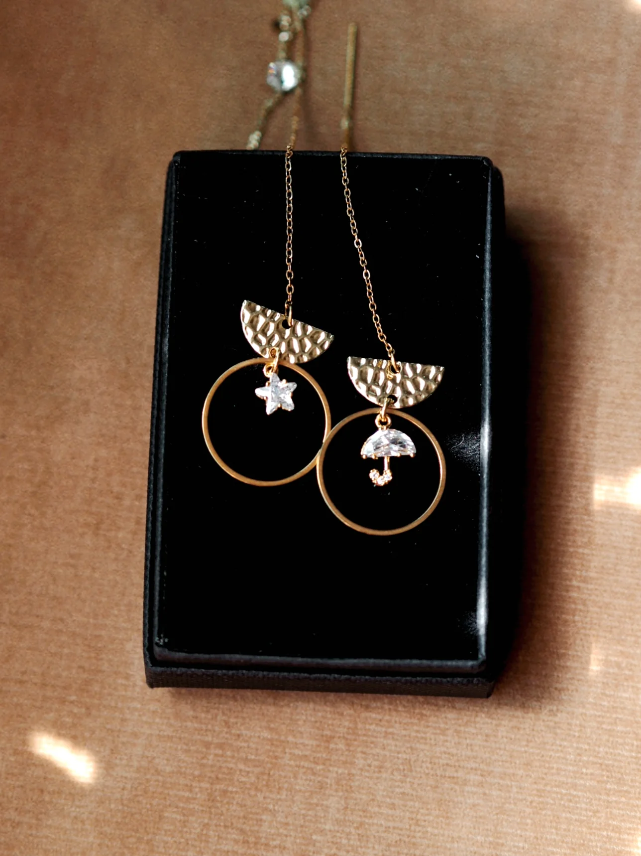 "Dancing In The Rain" Gold Signature Chain Earrings