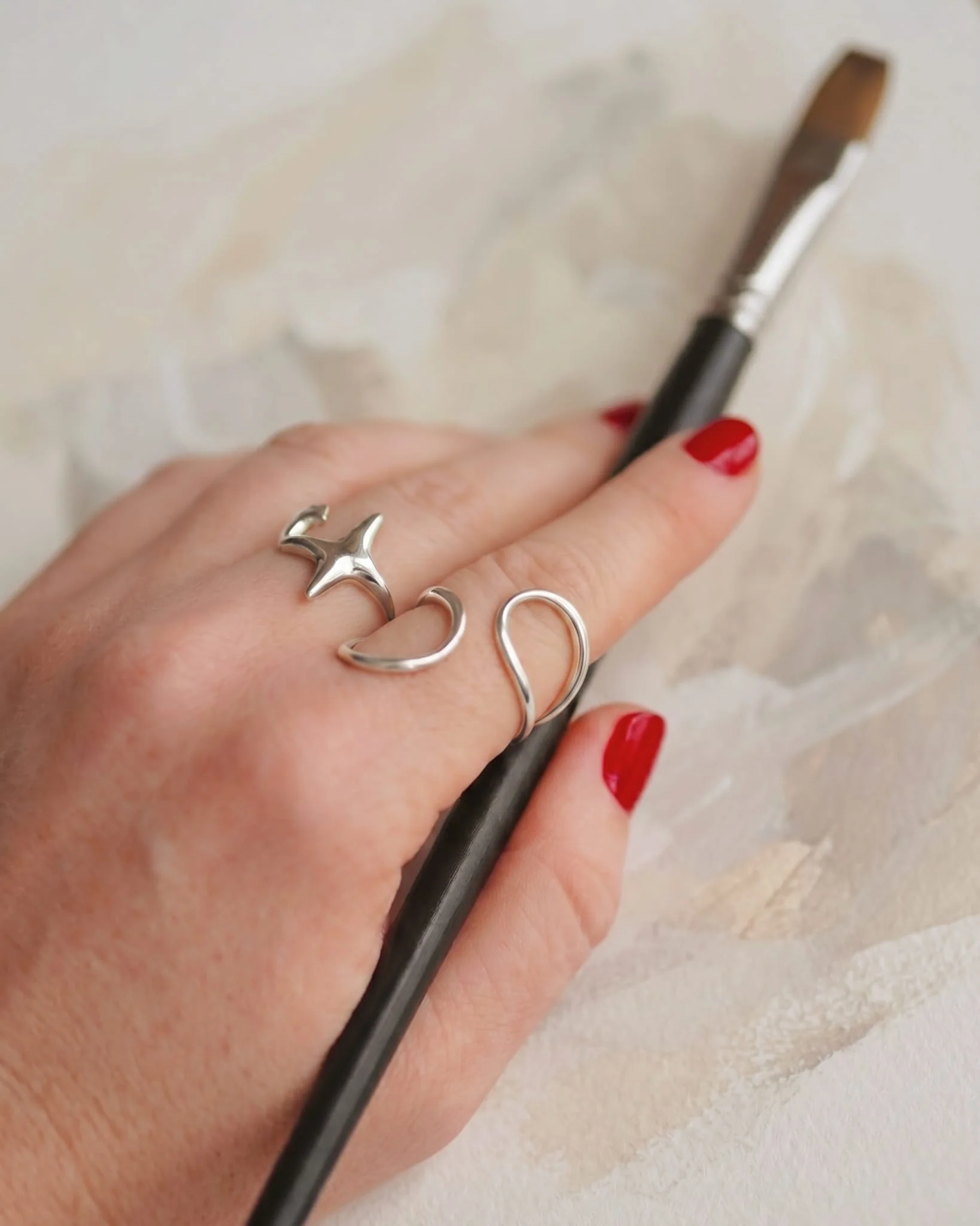 Lyra Open Star Ring in Silver - Image 5