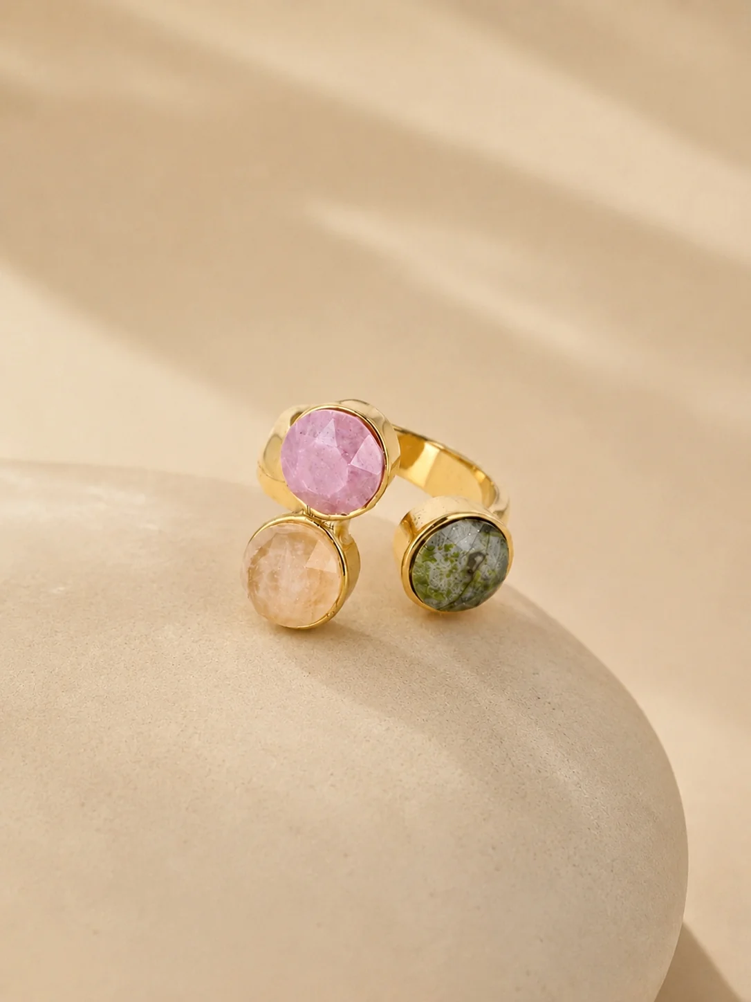 Emilie 3 Swarovski Stone Ring / Pink