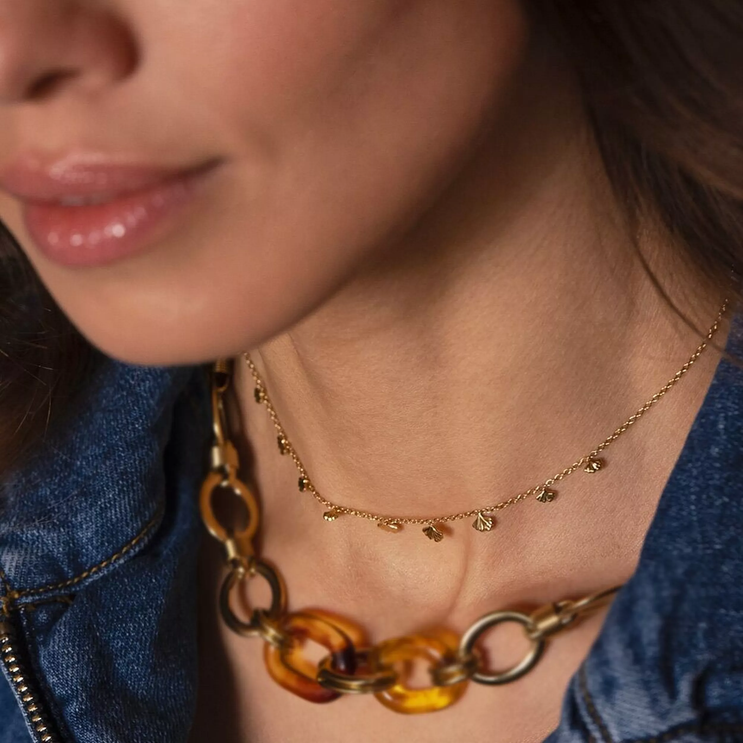 Fiona Waterproof Leaf Necklace in Gold