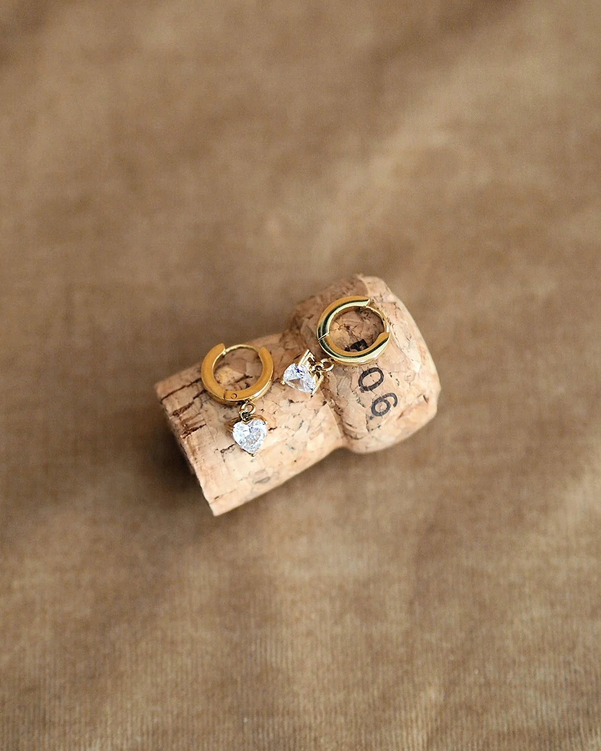 Sparkling Heart Hoops in Gold - Image 3