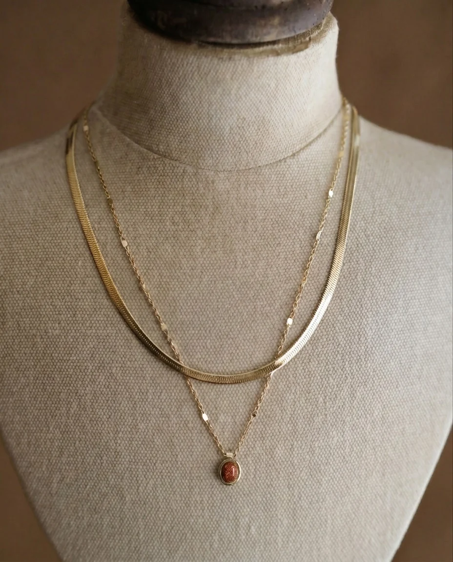 Gemma Gemstone Necklace in Sandstone Blown