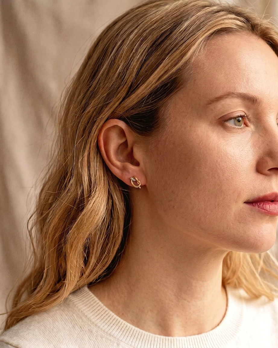 Eternal Knot Studs in Gold - Image 2