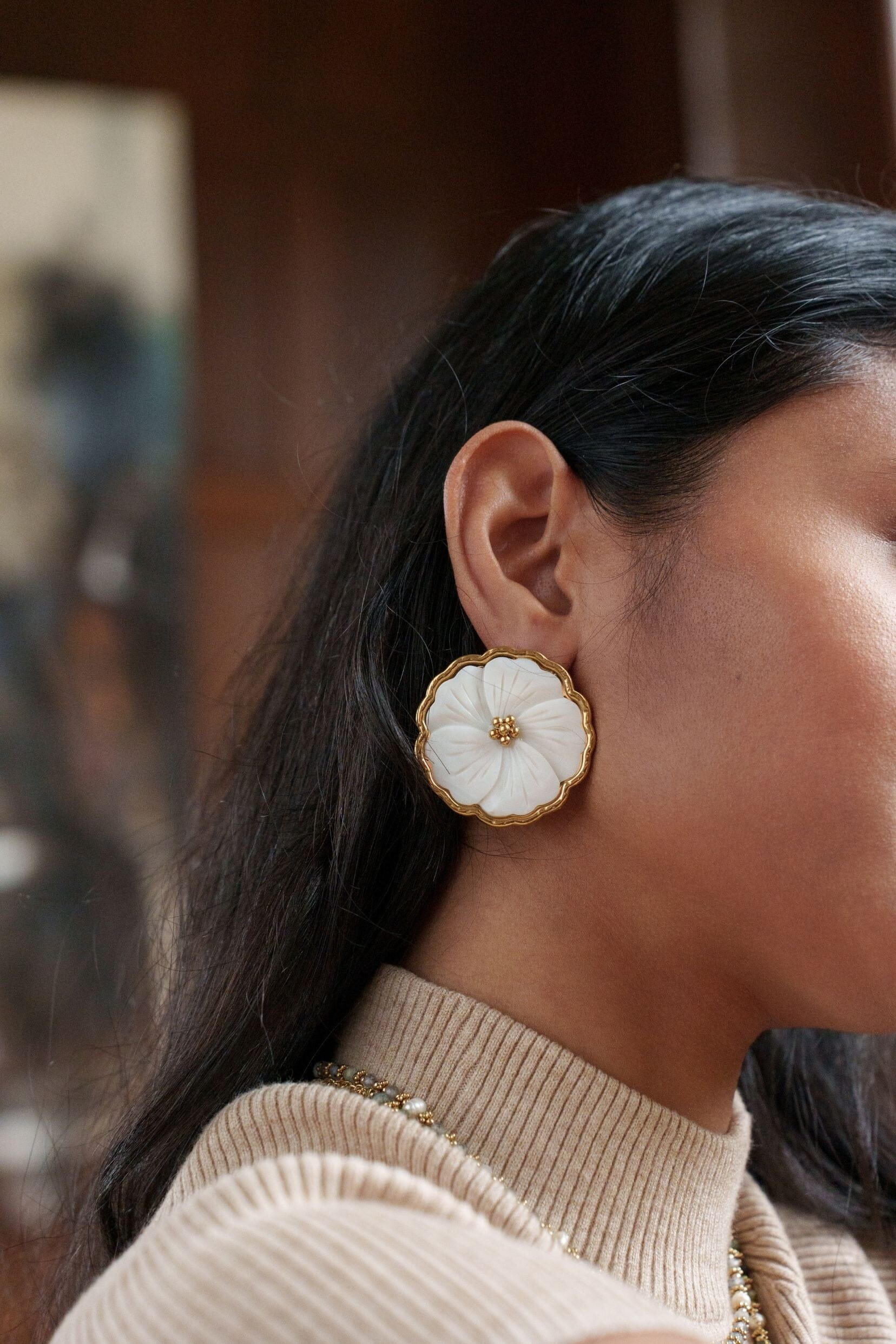 Gladys Large Floral Earrings - Image 2