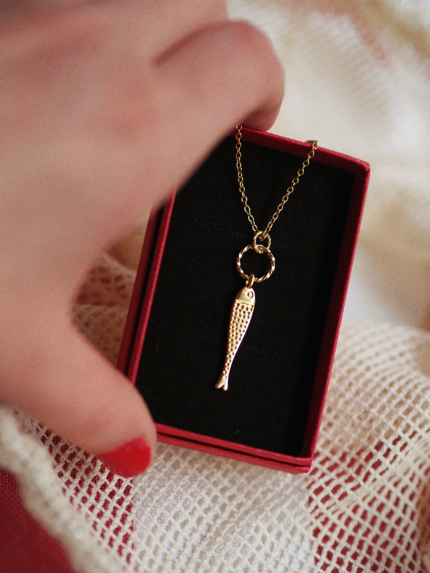 Good Luck Fish Necklace in Gold - Image 3