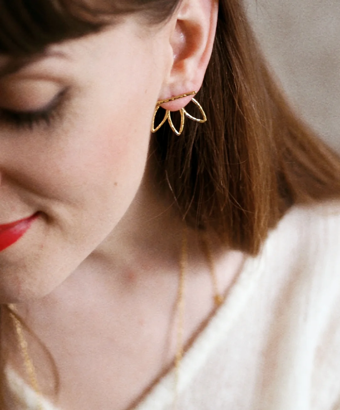 Jessica Delicate Earrings Gold - Image 2