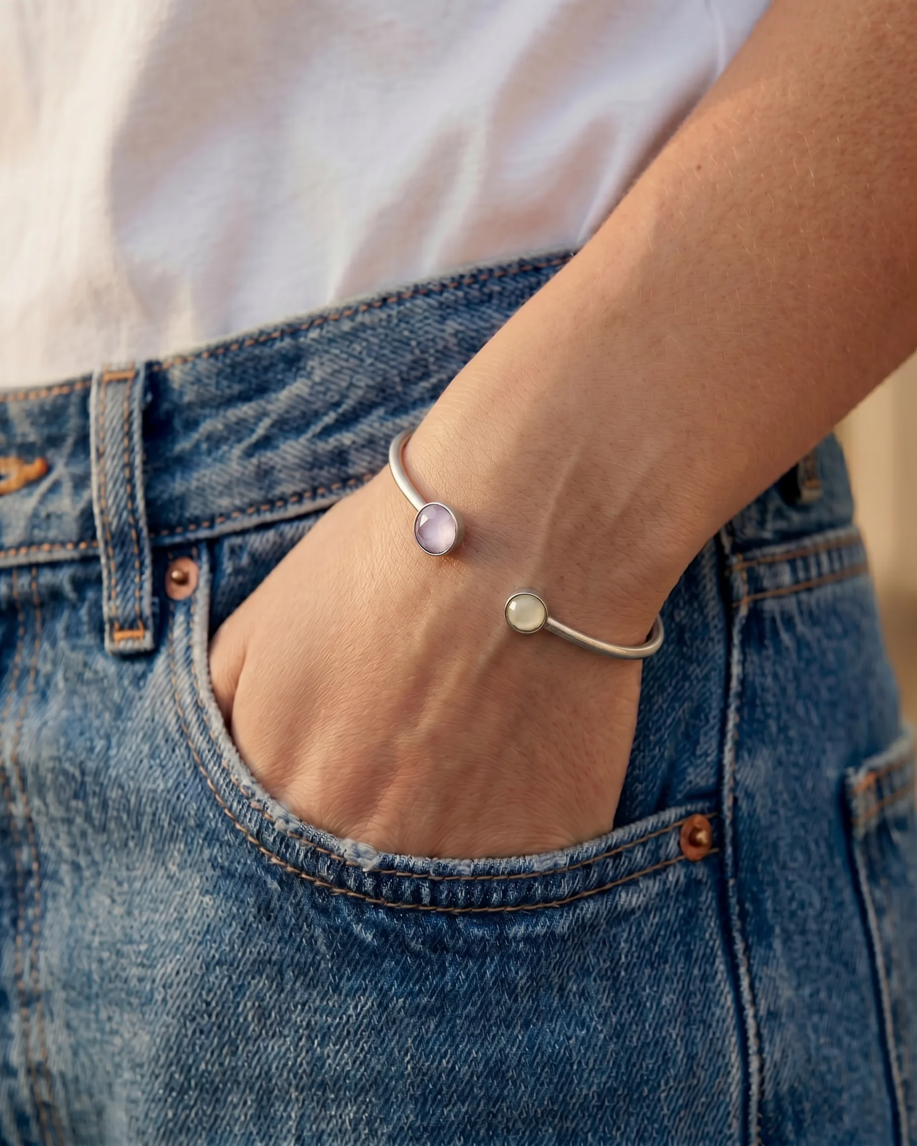 Julie Adjustable Bangle with Swarovski Stones - Image 3