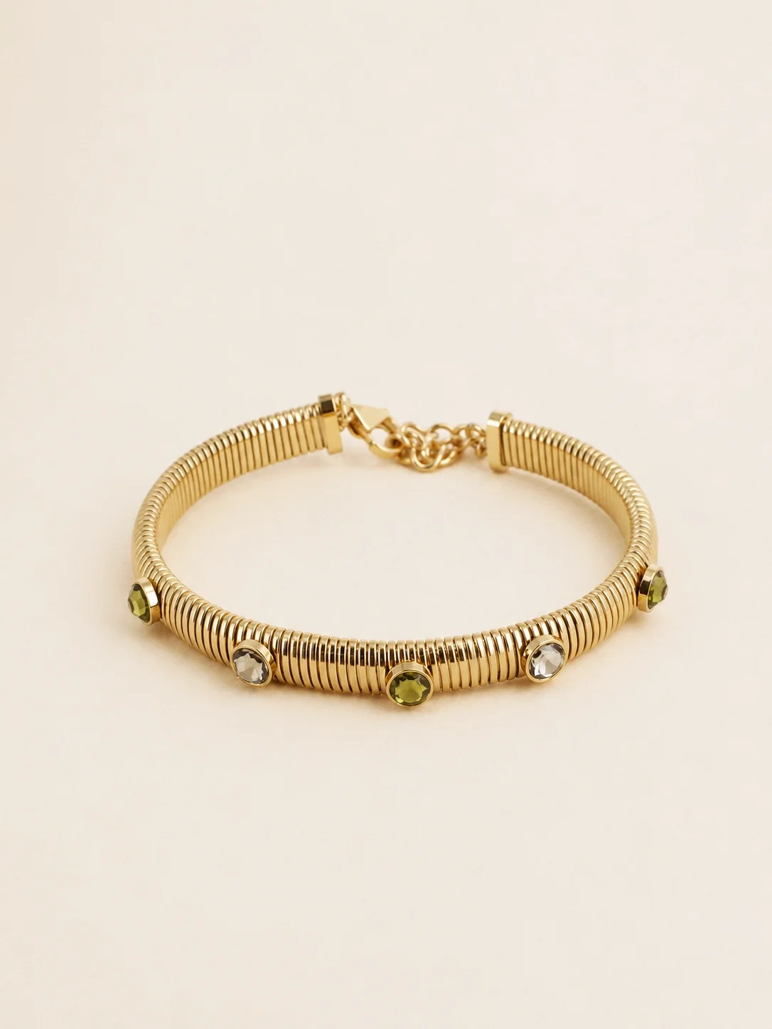 Khaki Green Swarovski Bracelet