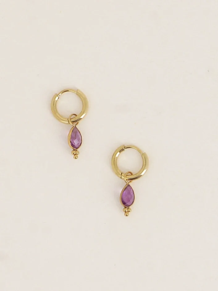 Little Amethyst Hoop Earrings - Image 2