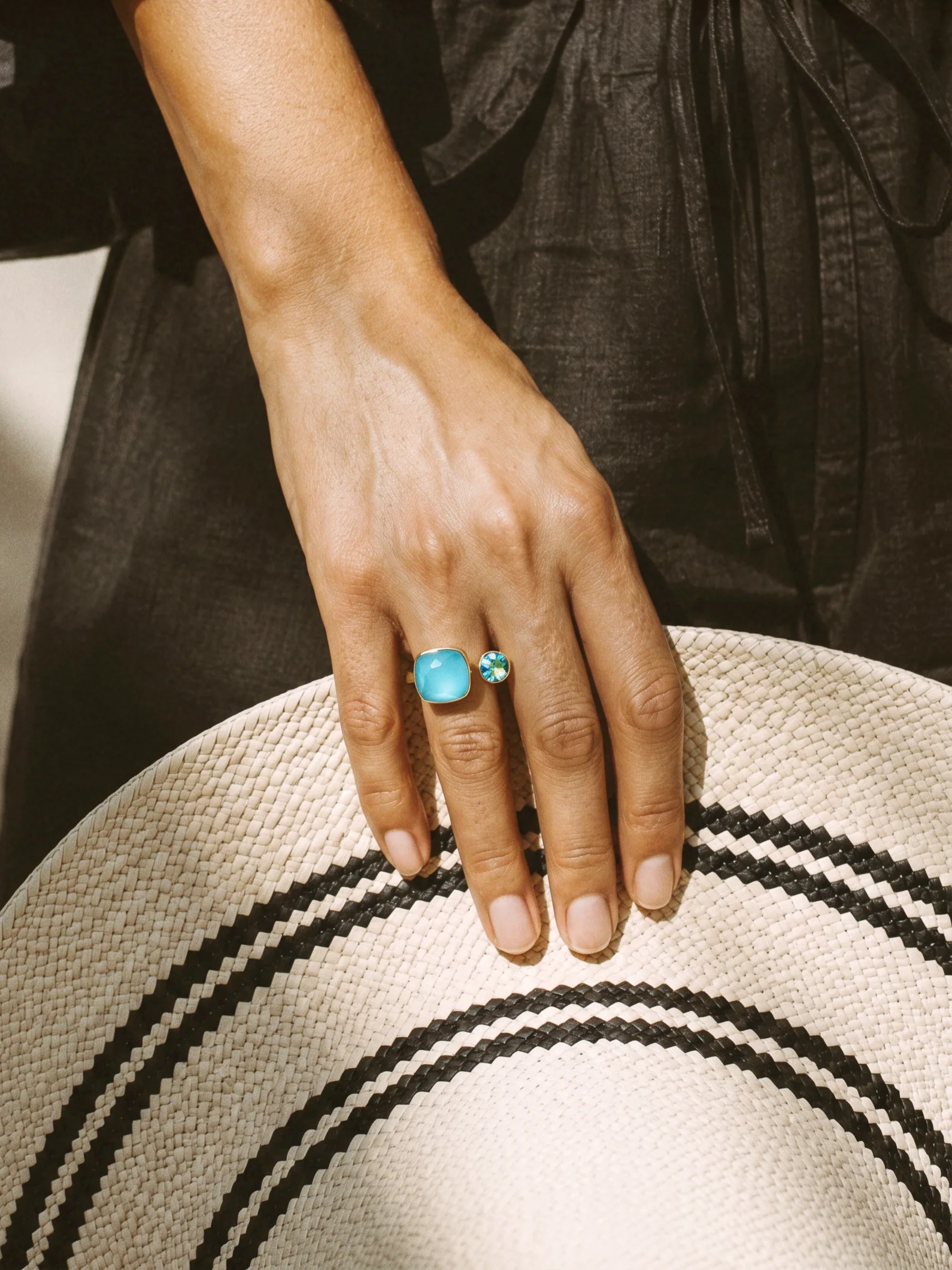 Blue Lagoon 2 Swarovski Stones Ring - Image 2