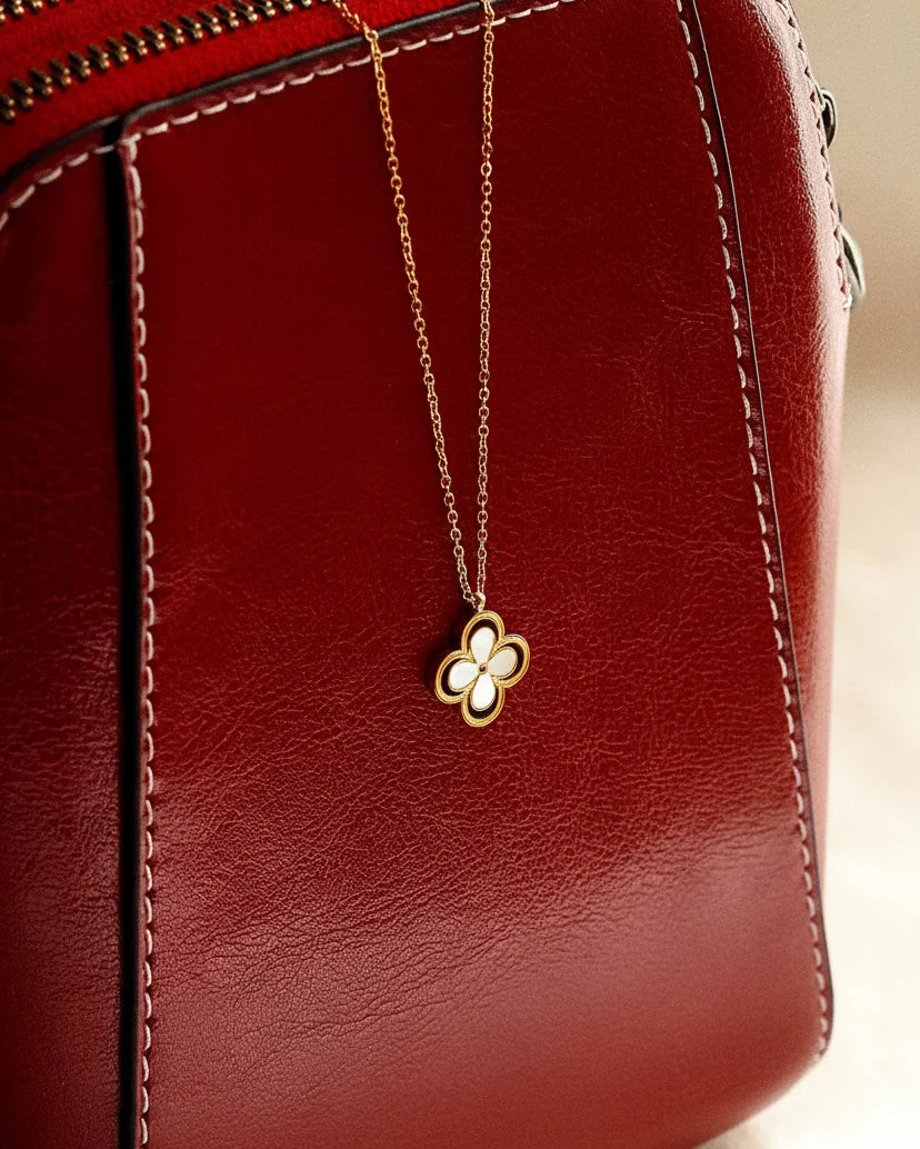 Beautiful Pearl Clover Necklace In Gold - Image 2