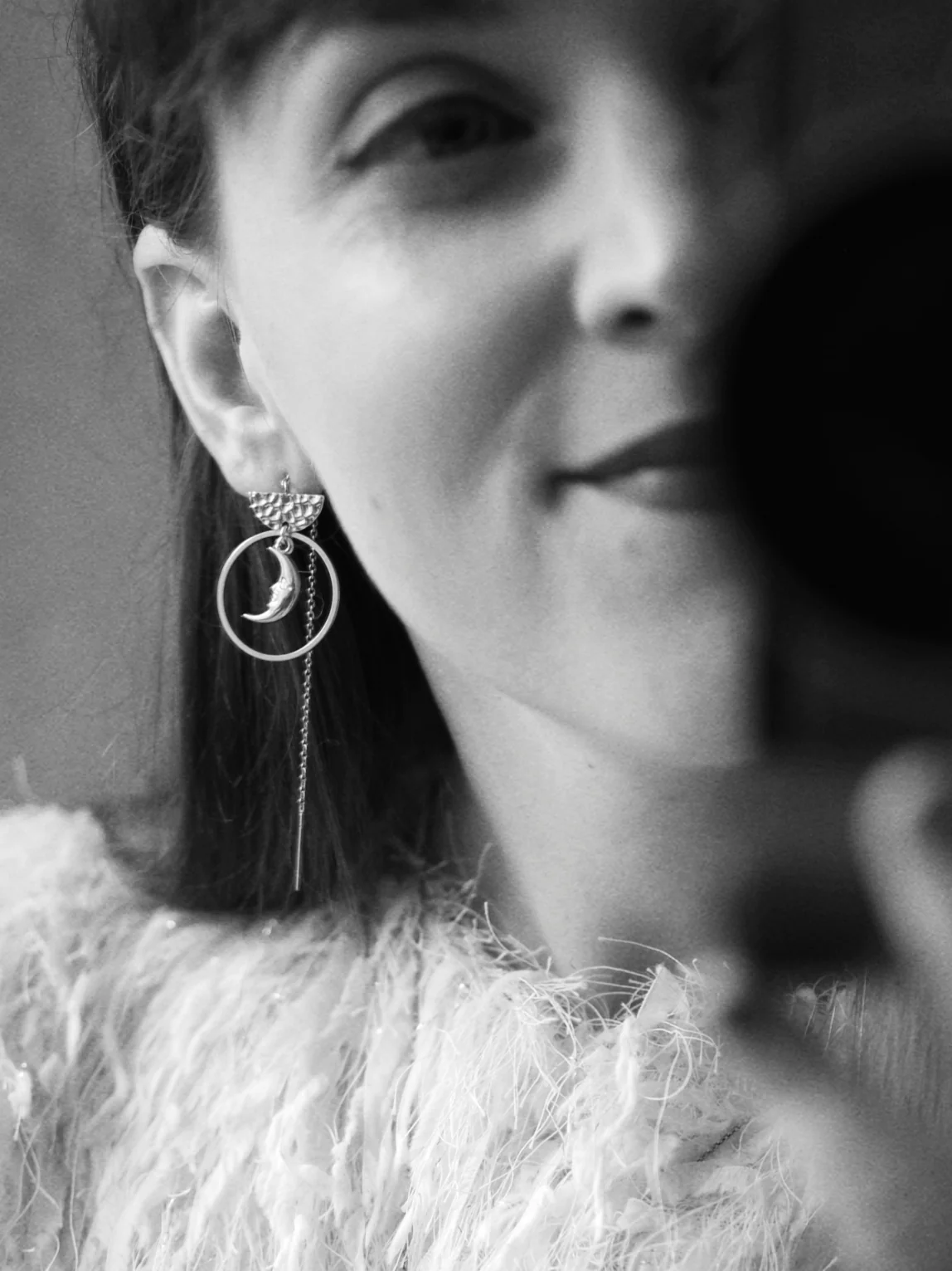 Phoebe Chain Earrings in Silver / Sparkle Limited Collection - Image 2