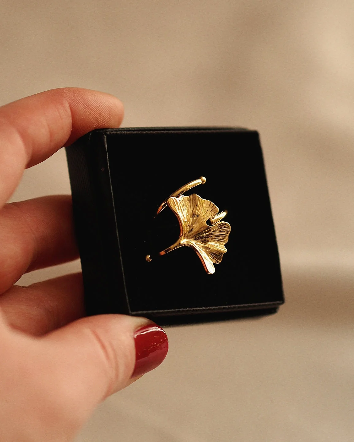 Gingko Leaf Ring in Gold