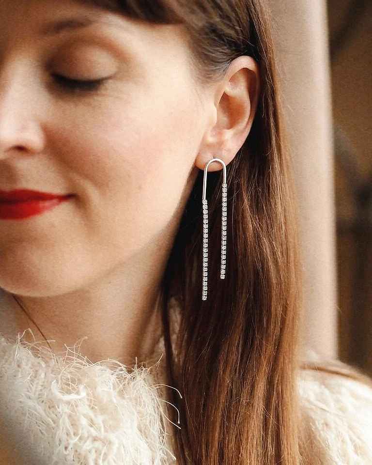 Delicate Zirconia Earrings in Silver - Image 2