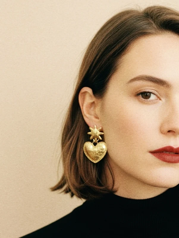 Statement Sun Earrings Gold - Image 2