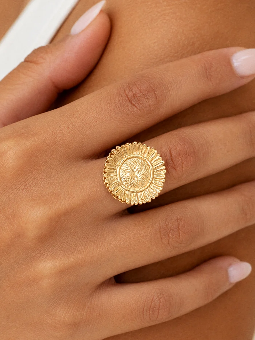 Sunflower Unique Spinner Ring