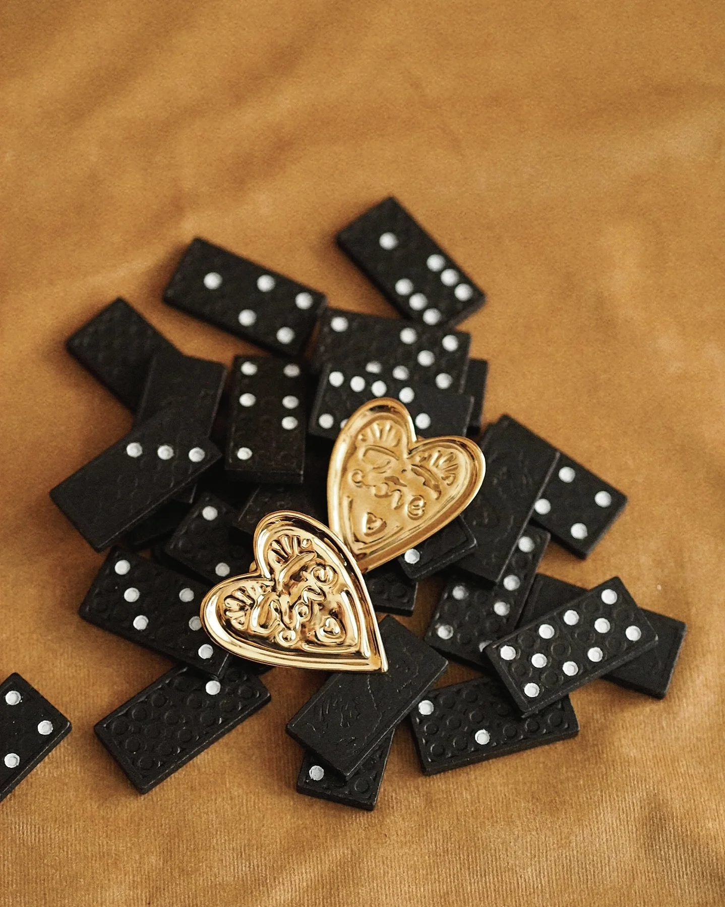 Statement Love Heart Earrings in Gold