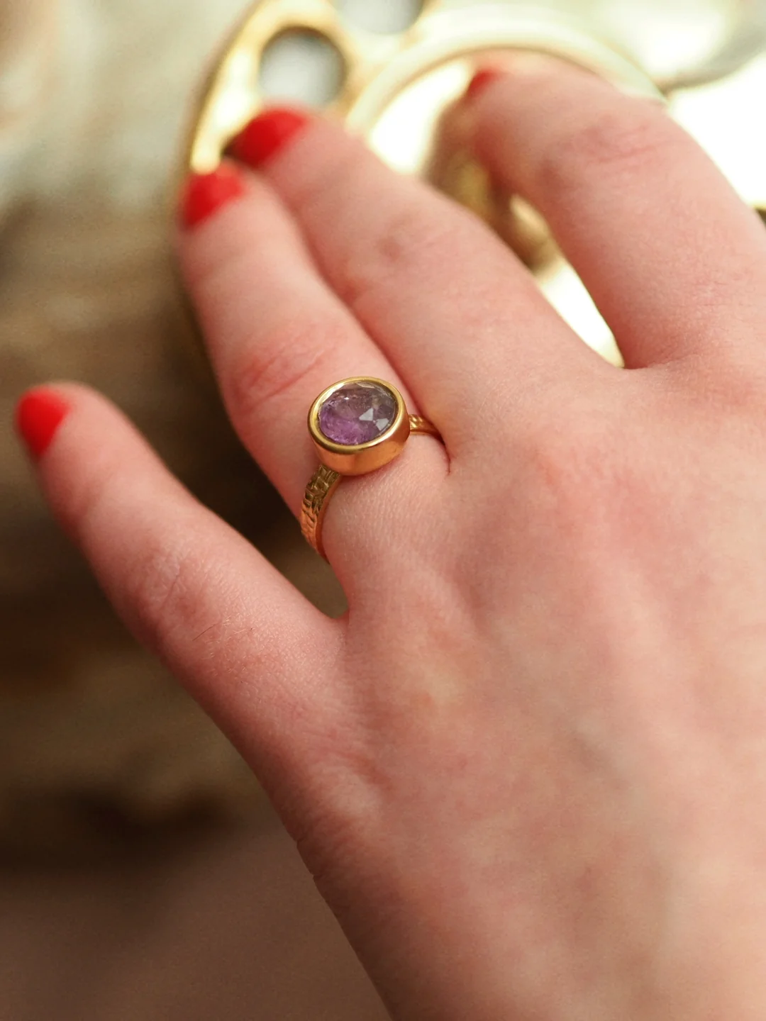 White Quartz Ring in Gold - Image 2